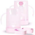 MOMUSE Dual-Lid Squeeze Pouch Holder for Food Pouches & Drink Boxes, Baby Pouch Holder with Larger Capacity, Versatile Design for Self-Feeding, Anti-Squeeze Pouch Holder No Spill No Mess, 2PC Pink