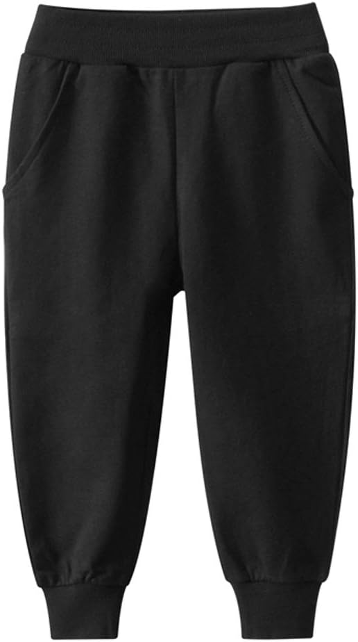HUAER& Baby Boy's Jogger Pants Dinosaur Car Animal Print Drawstring Elastic Sweatpants 2-Pack
