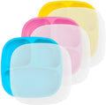 Re-Play Toddler Plates with Dividers - Deep-Walled 3 Compartments Divided Plates for Kids with 3 Lids - Dishwasher & Microwave Safe - Made in USA - Set of 3-7.37" x 7.37" x 1.25" - Easter