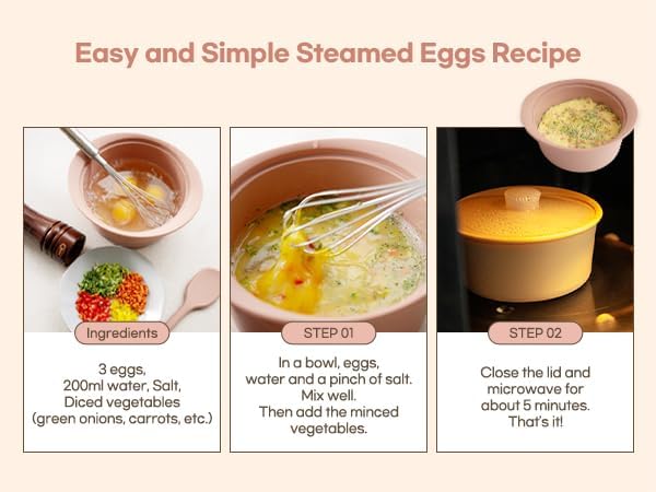 Microwave Silicone Steamer for Baby Food, Made In Korea, Oven & Dishwasher Safe to 482°F, Easy Clean, Microwave Pot with Handle & Lid, 100% Food Grade Steamer Bowl (Creme Brulee, 27.1oz (800ml))
