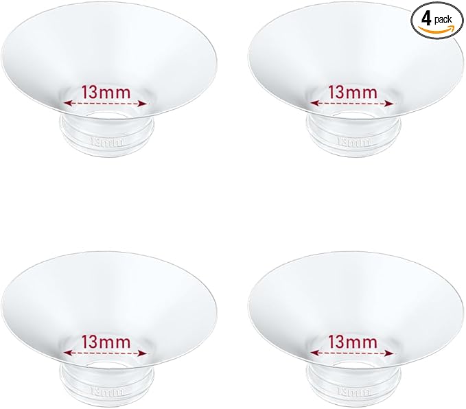 Flange Insert 4PCS 13mm Compatible with Momcozy M9/M6/M5/S12 Pro/V1 Pro/V2 pro, Spectra/Medela/Elvie/NCVI/TSRETE/eufy/Lansinoh/Paruu/MomMed Breast Pump 24mm Shields/Flanges (4pcs-13mm)