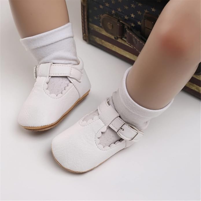 COSANKIM Baby Girls Mary Jane Flats Shoes Anti-Slip Rubber Sole Infant Toddler Princess Wedding Dress Shoes