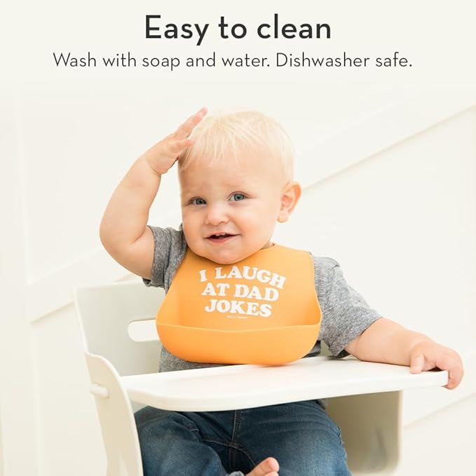 Baby Bib for Eating by Bella Tunno, Waterproof Silicone Bib with Large Food Catcher, Adjustable Fit for Babies 4-12 months & Toddlers 1-3 Years, Boys & Girls, Hunk