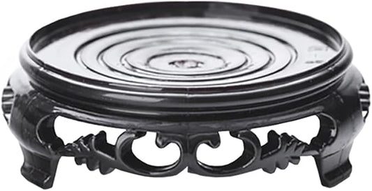 GOLDY&WENDY Round Oriental Furniture Vase Display Stand Handmade Imitation Wood Vase Lamp Teapot Base Home Decoration Pedestal