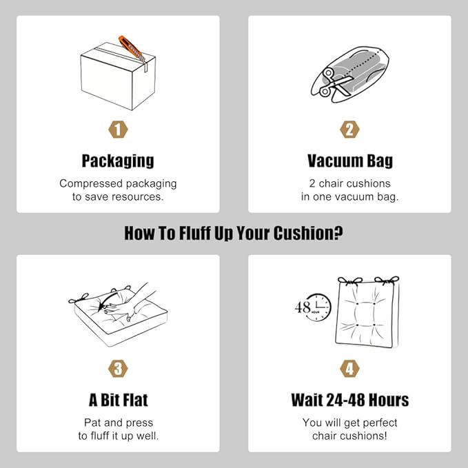 ERWUDEling Outdoor Chair Cushions Set of 2, Patio Cushions for Outdoor Furniture, Tufted Waterproof Outdoor Chair Pads, 19x19x5inch,Blue