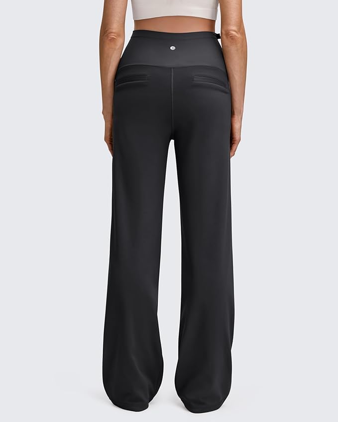 G4Free EverGoing Fleece Lined Maternity Wide Leg Pants Over The Belly Pregnancy Trousers with Pockets