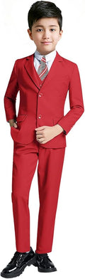 YuanLu Boys Suit for Kids Tuxedo Wedding Ring Bearer Outfit, 5 Piece Boy Slim Fit Formal Suits with Adjustable Waist