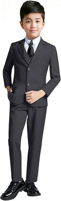 YuanLu Boys Suit for Kids Tuxedo Wedding Ring Bearer Outfit, 5 Piece Boy Slim Fit Formal Suits with Adjustable Waist