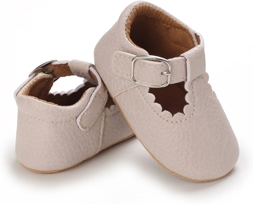 COSANKIM Baby Girls Mary Jane Flats Shoes Anti-Slip Rubber Sole Infant Toddler Princess Wedding Dress Shoes