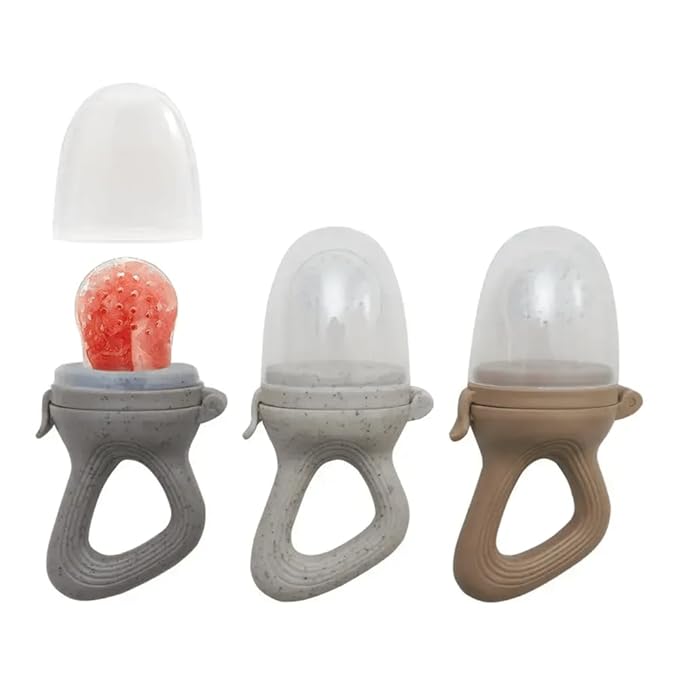 Avee & Co Silicone Teething Pacifier and Fresh Fruit Feeder, Baby Pacifier for Teething, Toddler Teething Toy (Beige)