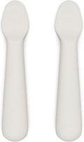 Lalo Little Spoon Set - 2 Piece Baby Spoons Set for Infants & Babies - Made From Food Grade Silicone Dishwasher Safe - Baby Feeding Essentials for Early Stage Mealtime - Oatmeal
