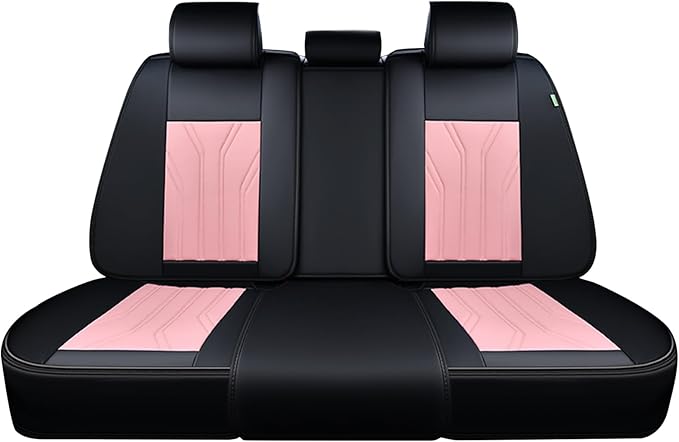 FLORICH Rear Seat Covers Leather Car Seat Covers Waterproof Back Seat Cover Automotive Seat Covers Universal Seat Cushion Protector for Most Cars Trucks SUV-Black&Pink