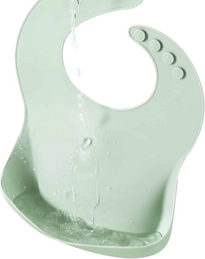 PandaEar Silicone Baby Bibs Set of 3 for Toddlers, BPA Free Waterproof Adjustable Feeding Bib with Large Pocket Food Catcher