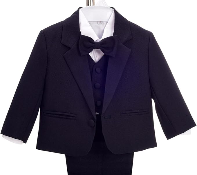 Dressy Daisy Baby Toddler Boy 5 Pcs Set Formal Tuxedo Suits No Tail Wedding Christening Baptism Outfits