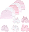 Baby Hat and Mittens Set Newborn Baby Hats Caps for Baby Boys Girls 0-6 Months 100% Cotton