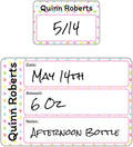 Name Bubbles - Reusable Baby Bottle Labels for Daycare (20 Labels) - Kids Washable Name Tags for Bottles, Sippy Cups, & Snack Containers, Waterproof, Baby Name Stickers, Write-On (Hearts)