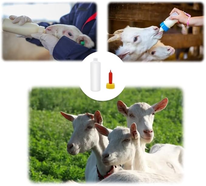 6Pcs Goat Feeding Bottles 400 ml/13.5 oz and 12 Nipples, Lamb and Kid Bottle, Livestock Baby Bottle for Sheep,Lamb,Calf and Other Mammal Feeding Bottles