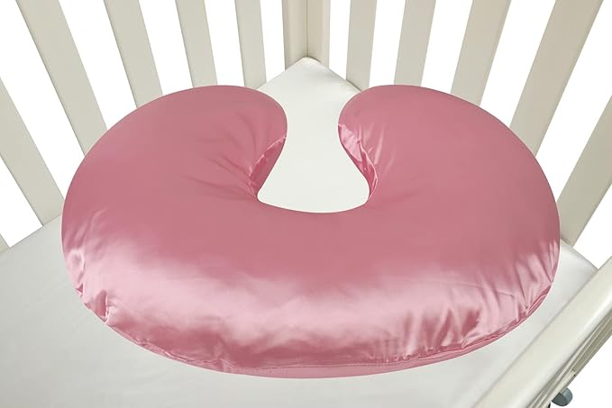 Satin Nursing Pillow Cover Set 2 Pack Ultra Soft Silk Compatible with Boppy Pillow for Breastfeeding Pillow Protect for Baby Hair and Skin Grey & Pink