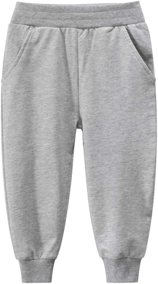 HUAER& Baby Boy's Jogger Pants Dinosaur Car Animal Print Drawstring Elastic Sweatpants 2-Pack
