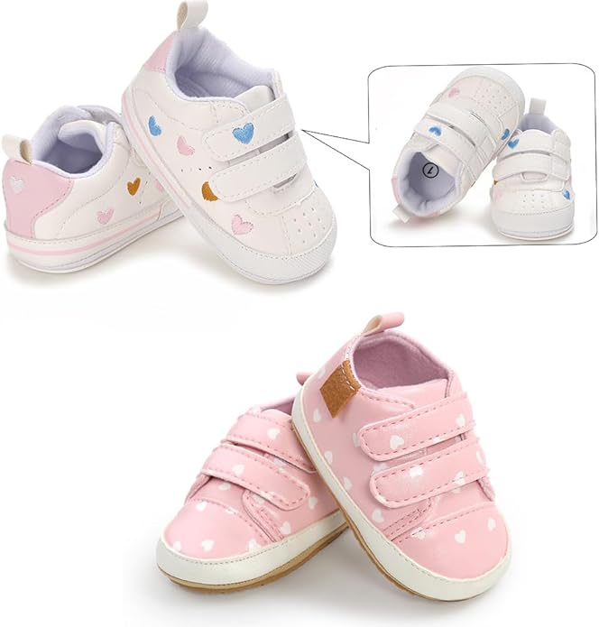 Clowora Baby Boys Girls Shoes Non-Slip Rubber Sole Sneakers Infant First Walking Toddler Crib Shoes Newborn Loafers Flats.