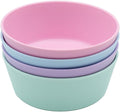 WeeSprout Bamboo Kids Bowls, Set of Four 10 oz Kid-Sized Bamboo Bowls, Dishwasher Safe Kid Bowls (Pastel Blue, Mint, Purple & Pink)