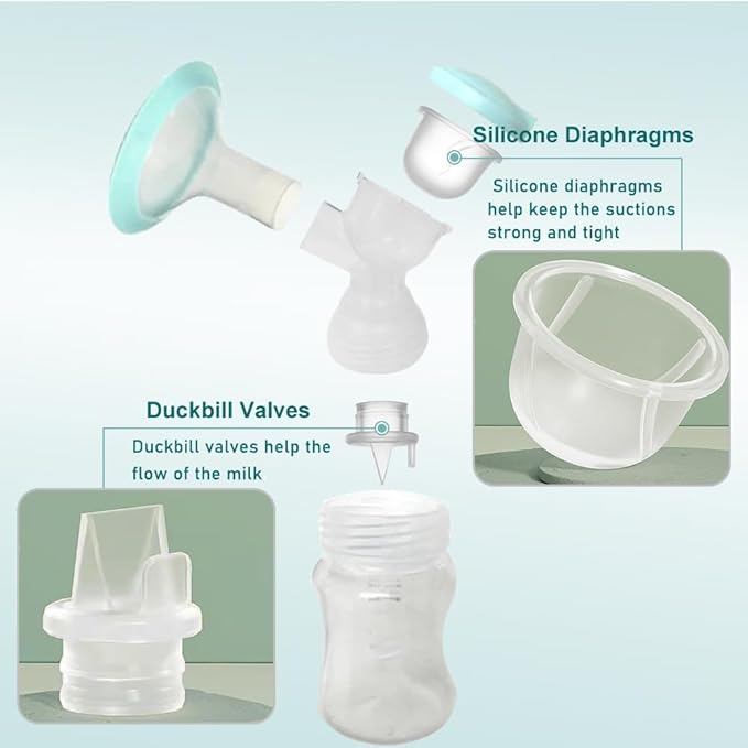 2pcs Duckbill Valves and 2pcs Silicone Diaphragm Compatible with Zomee Z1/Z2/BabyBuddha/NCVI 8782/8780/Motif Twist Breast Pump Replacement Pump Accessories