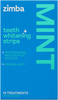 Zimba Teeth Whitening Strips Vegan Whitening Strip Enamel Safe Teeth Whitening Hydrogen Peroxide Teeth Whitener for Coffee, Wine, Tobacco, and Other Stains, 28 Strips (14 Day Treatment), Mint