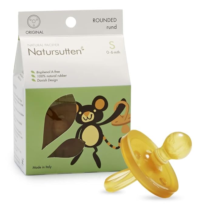 Natursutten Pacifiers 0-6 Months - 1-Pack Original Shield Round Nipple Natural Rubber Safe & Soft BPA-Free for Breastfeeding Babies - Newborn Pacifiers Made in Italy