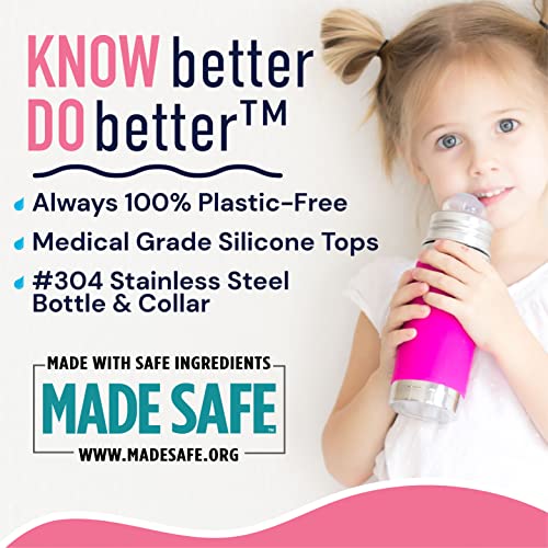 Pura Kiki 11oz/325ml Stainless Steel Sippy Cup Bottle w/Sleeve, Plastic-Free MadeSafe Certified, Medical-Grade XL Silicone Sipper Spout Fast Flow Rate for Kids, Toddlers, Babies & Infant - Aqua Swirl