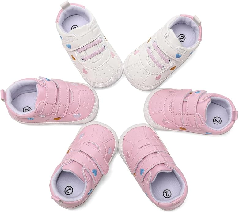 Clowora Baby Boys Girls Shoes Non-Slip Rubber Sole Sneakers Infant First Walking Toddler Crib Shoes Newborn Loafers Flats.