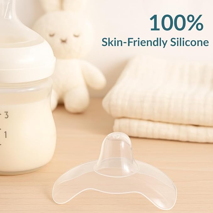 Snugell Wing-Shaped Nipple Shields Large| Ultra-Thin Silicone Shields for Nursing | 2-Pack with Protective Case | Designed for Use with Flat or Inverted Nipples