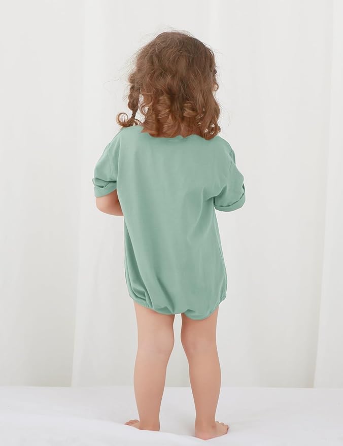 Jimonda Baby Bubble Romper Boy Girl Solid Color T-Shirt Outfits Short Sleeve Bodysuit Organic Cotton 2Pcs