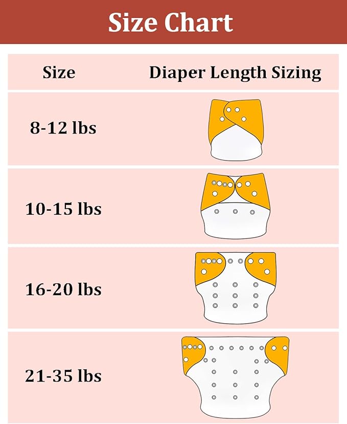 babygoal Reusable Charcoal Cloth Diapers with Double Gussets, 6 Pack Washable Baby Pocket Diapers with 6pcs Charcoal Inserts and Wet Dry Bag(Boho)