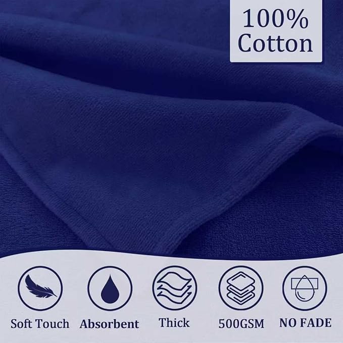 VOOVA & MOVAS Thick Baby Hooded Bath Towel - 100% Cotton,500GSM, 33x31.5 Inches,0-2Years, Super Absorbent Large Towel with Cute Elephant Ears Hood for Newborn, Baby, Infant, Baby Essentials,Navy