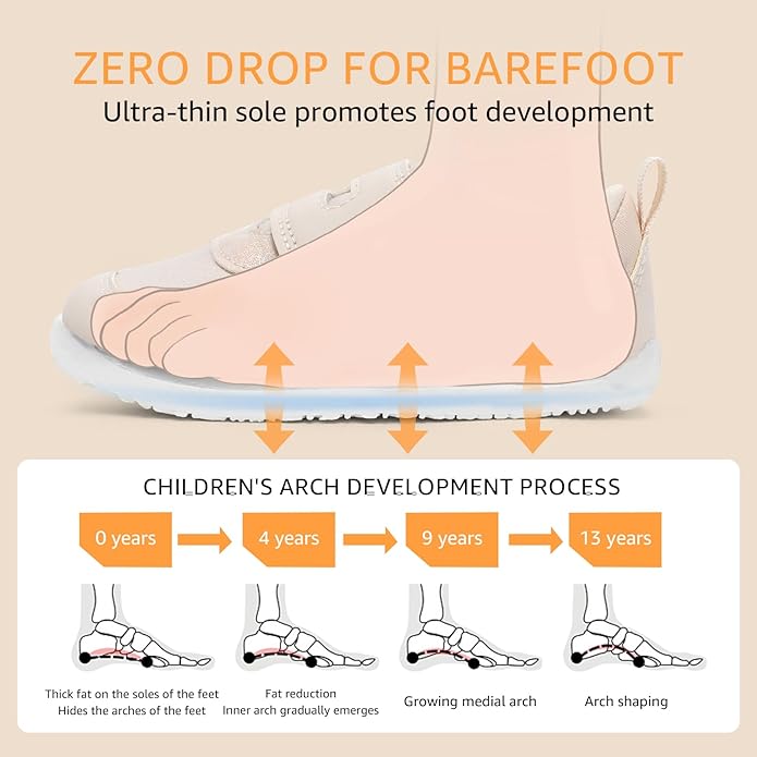 Toddler Wide Toe Box Barefoot Shoes Boys Girls Zero Drop,Baby First Walking Shoes Glitter Little Kids Sneakers Non-Slip Preschool Running Tennis Canvas Casual Preschool Outdoor Activities