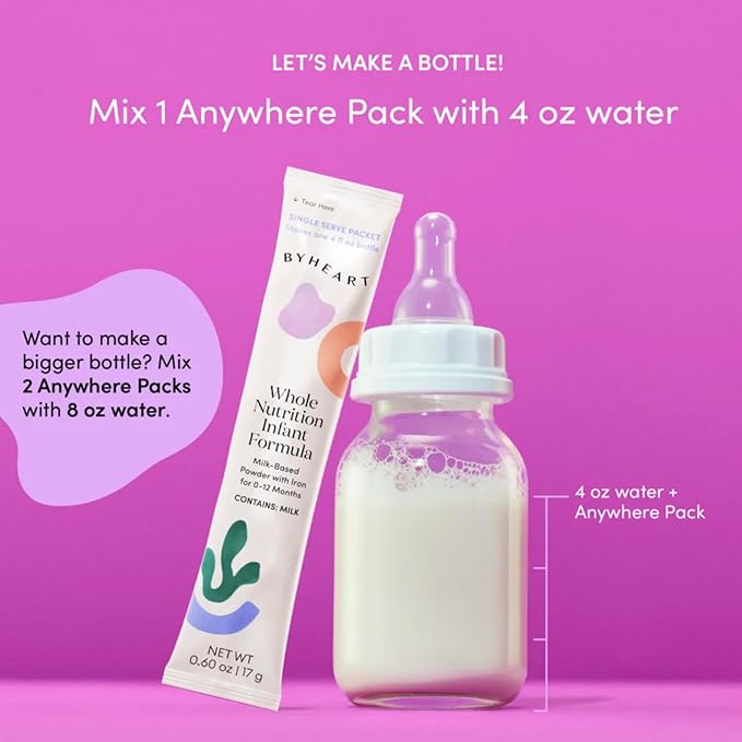 ByHeart Whole Nutrition Anywhere Pack™ Infant Formula Powder, Made with Organic Whole Milk, 14 Count