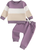 Fernvia Toddler Baby Girl Clothes 3 6 9 12 18 24 Months Fall Outfits Solid Long Sleeve Sweatshirt Tops + Pants Set
