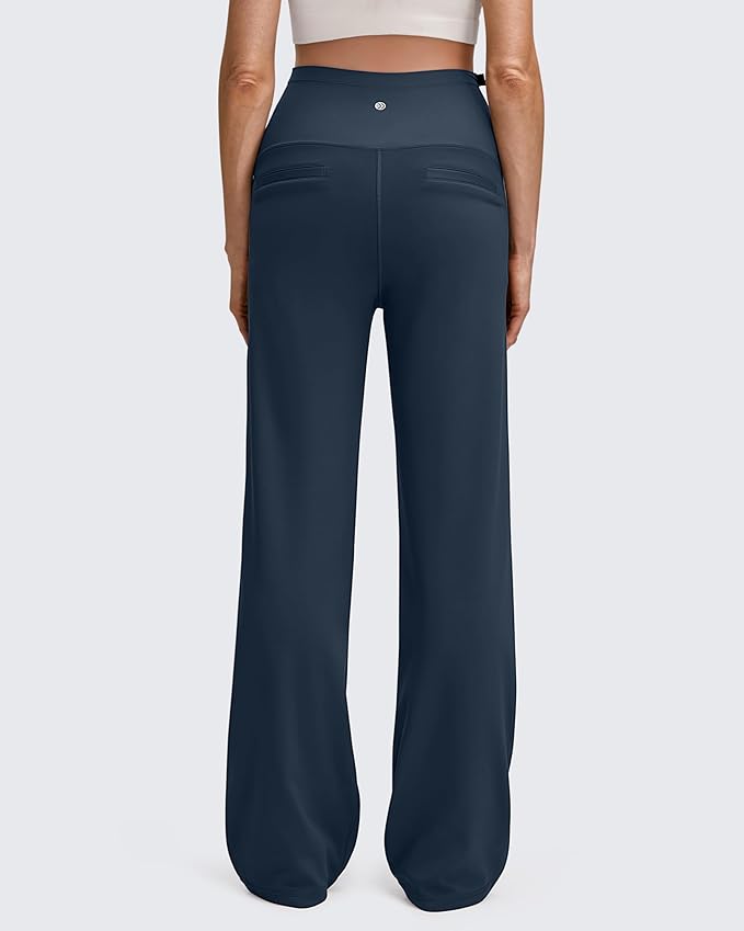 G4Free EverGoing Fleece Lined Maternity Wide Leg Pants Over The Belly Pregnancy Trousers with Pockets