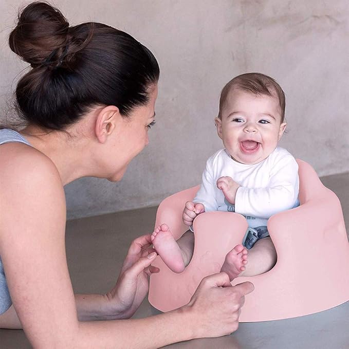 Bumbo Baby Floor Seat, Portable Infant Sit Up Activity & Eating Chair with Tray Accessory, Pink - Feeding and Sitting Lounger for Babies and Infants Ages 3 to 12 Months