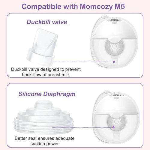 6Pcs Duckbill Valves and 2Pcs Diaphragm Compatible with Momcozy M5 Breast Pump, Breast Pump Replacement Accessories for Momcozy M5, Replacement Accessories