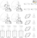 4packs 17mm Full Breast Replacement Pump Parts for Spectra S1 S2 9 Plus Synergy Gold Include 13mm Flange,Valve,Backflow Protector,Tube,Bottle,Caps, Fit for Motif Luna Cimilre Ameda MYA Pump