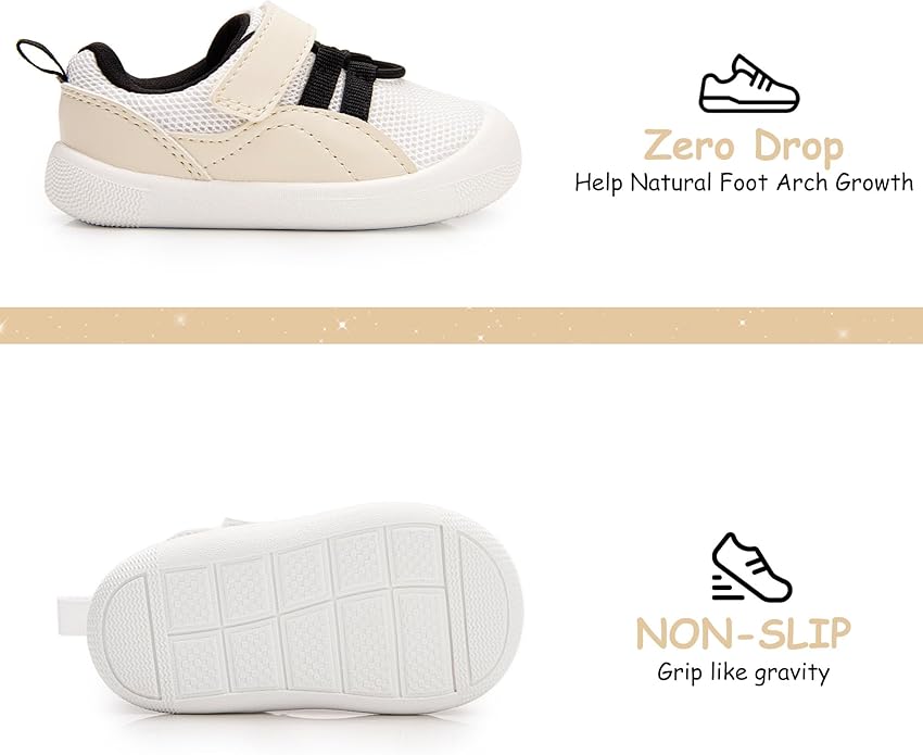 Wide Toddler Shoes Boys Girls Zero Drop Barefoot Infant First Walking Shoes Mesh Breathable Lightweight Soft Nonslip Baby Sneakers