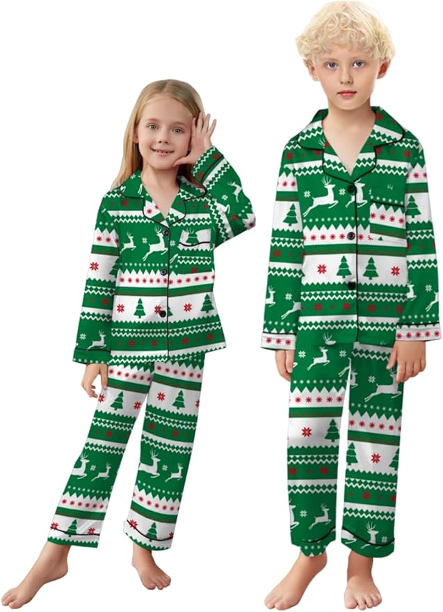 Schbbbta Family Matching Pajamas Holiday Sleepwear Long Sleeve Pjs Sets