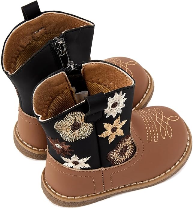 BMCiTYBM Baby Cowboy Cowgirl Boots Infant Western Shoes Boys Girls Round Toe Boots All Seasons 6-24 Months