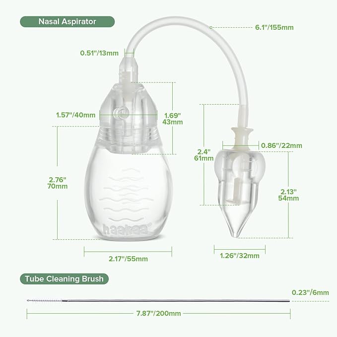 haakaa Swan Neck Nasal Aspirator for Baby | Baby Nose Sucker Bulb Syringe with Anti-Backflow Valve | Easy-Squeeze Filter-Free Soft Silicone Nose Cleaner – BPA Free, 12m+
