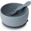 Simka Rose Baby Bowl and Spoon Set, Suction Bowls for Toddlers, BPA-Free Silicone, Dishwasher and Microwave Safe Feeding Supplies (Pebble)
