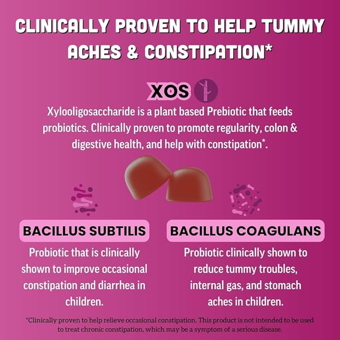 Llama Naturals Kids Probiotic with Prebiotic Fiber, Vegan, Organic Prebiotics and Probiotics Gummies for Gut Health Support, Toddler Real Fruit Gummy Vitamins, No Added Sugar Cane, Mixed Berry, 60 Ct