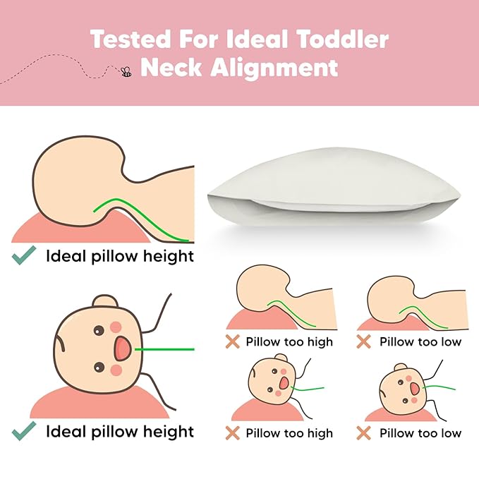 Toddler Pillow with Pillowcase - 13x18 My Little Dreamy Kids Travel Bed Pillows for Sleeping, Organic Cotton Small Pillowcase, Soft & Breathable, Machine Washable, Toddlers 2-5 Years Old (Pearl Gray)