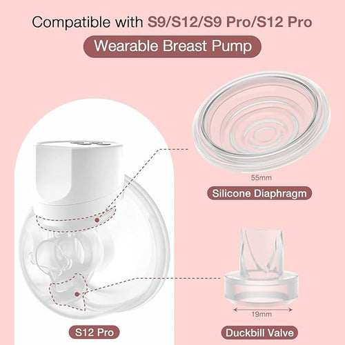 6 Pack Silicone Duckbill Valve & 4 Pack Silicone Diaphragm Compatible with Momcozy S12Pro/S9Pro/S12/S9 Wearable Breastpump, momcozy Breast Pump Replacement Parts Breastfeeding Essential Accessories