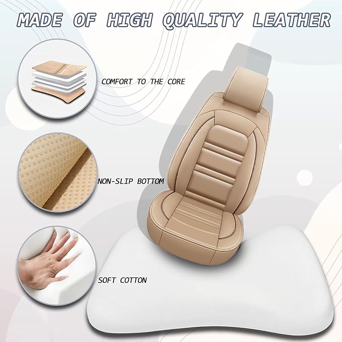 Seat Cover for Chrysler Car 300 2005-2023 | Car Seat Covers Front Seats, Waterproof Seat Protectors, Automotive Front Seat Covers (Front Seat, Beige)